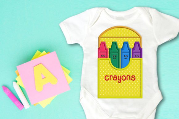 Box of Crayons Applique: A Colorful Touch for Personalized Gifts