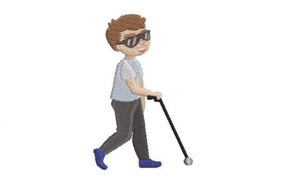 Child with Blind Walking Stick: A Heartfelt Embroidery Design for Seasonal Gifting
