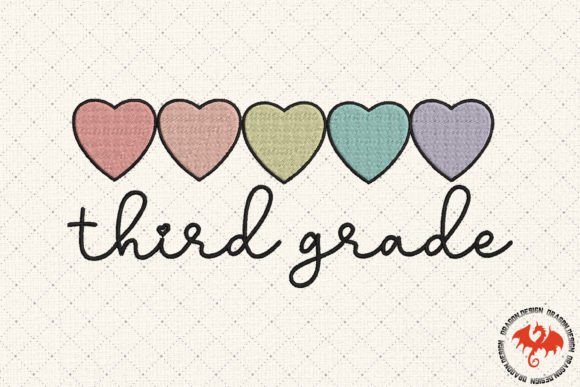 Heart Third Grade: A Charming Embroidery Design for Boutique Sweatshirts